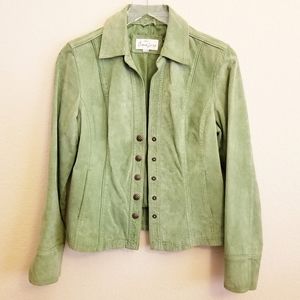 Casual Living Green Leather Jacket Sz Medium